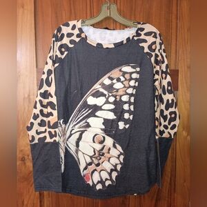 Butterfly Print Women's Top